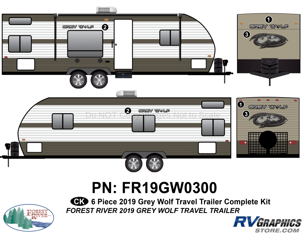 6 Piece 2019 Grey Wolf TT Complete Graphics Kit
