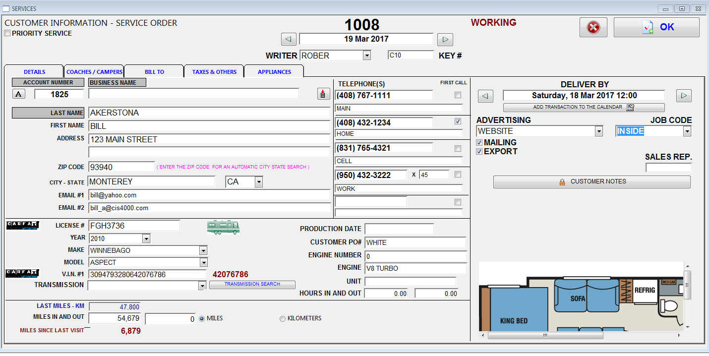 RV Invoice Products Summit Ordering System's RV InvoiceWriter