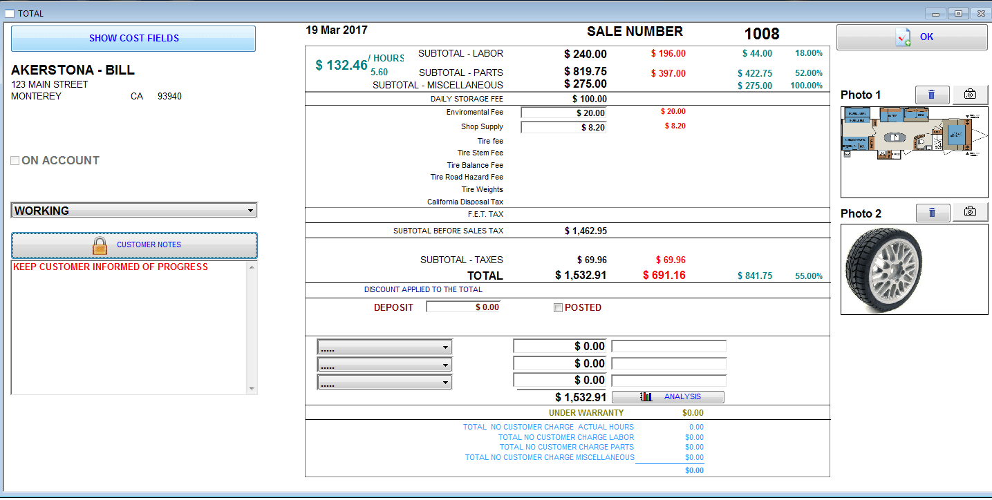 RV Invoice Products Summit Ordering System's RV InvoiceWriter
