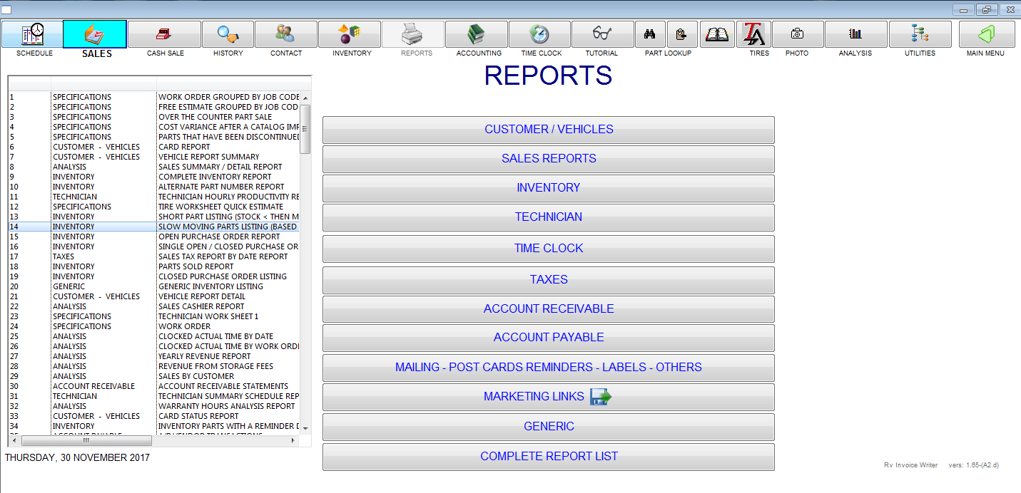 RV Invoice Products Summit Ordering System's RV InvoiceWriter