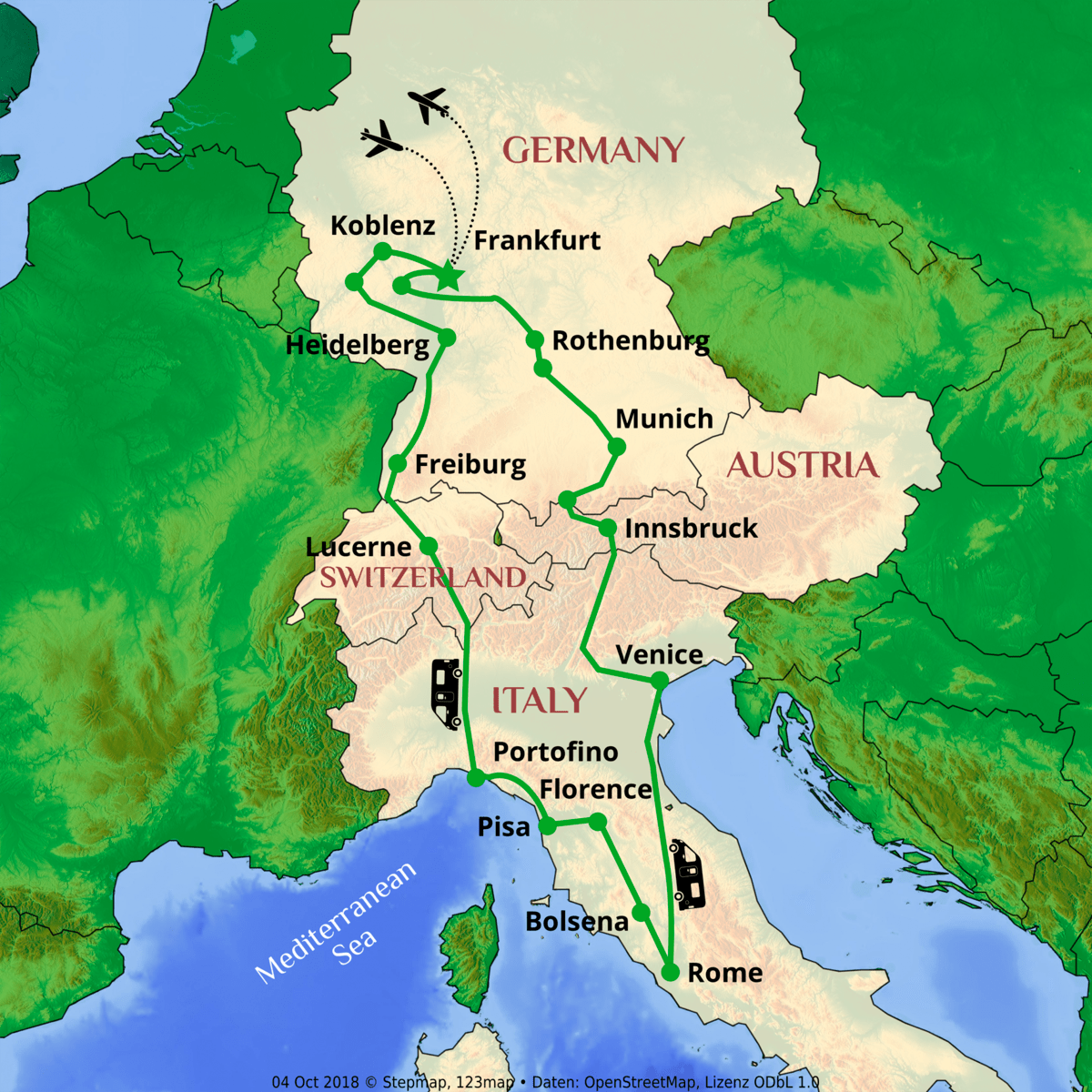 Dolce Vita Italy Map Guided motorhome tour to Italy European Motorhome Tours