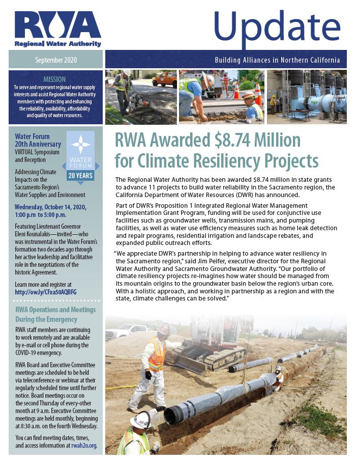 Regional Water Authority Update for September 2020 RWA