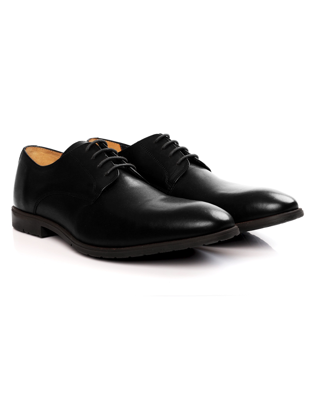 Black Plain Derby Leather Shoes leather shoes for men Rapawalk