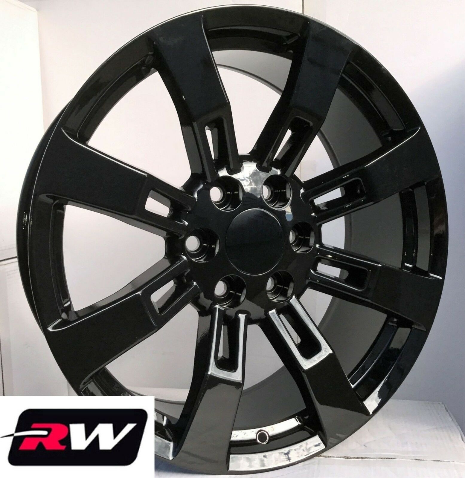 24 x10" inch RW 5409 Wheels for Chevy Truck Gloss Black Rims 6x139.7