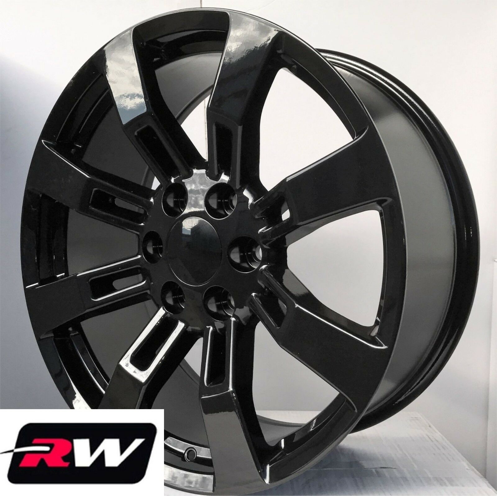 24 x10" inch RW 5409 Wheels for Chevy Truck Gloss Black Rims 6x139.7