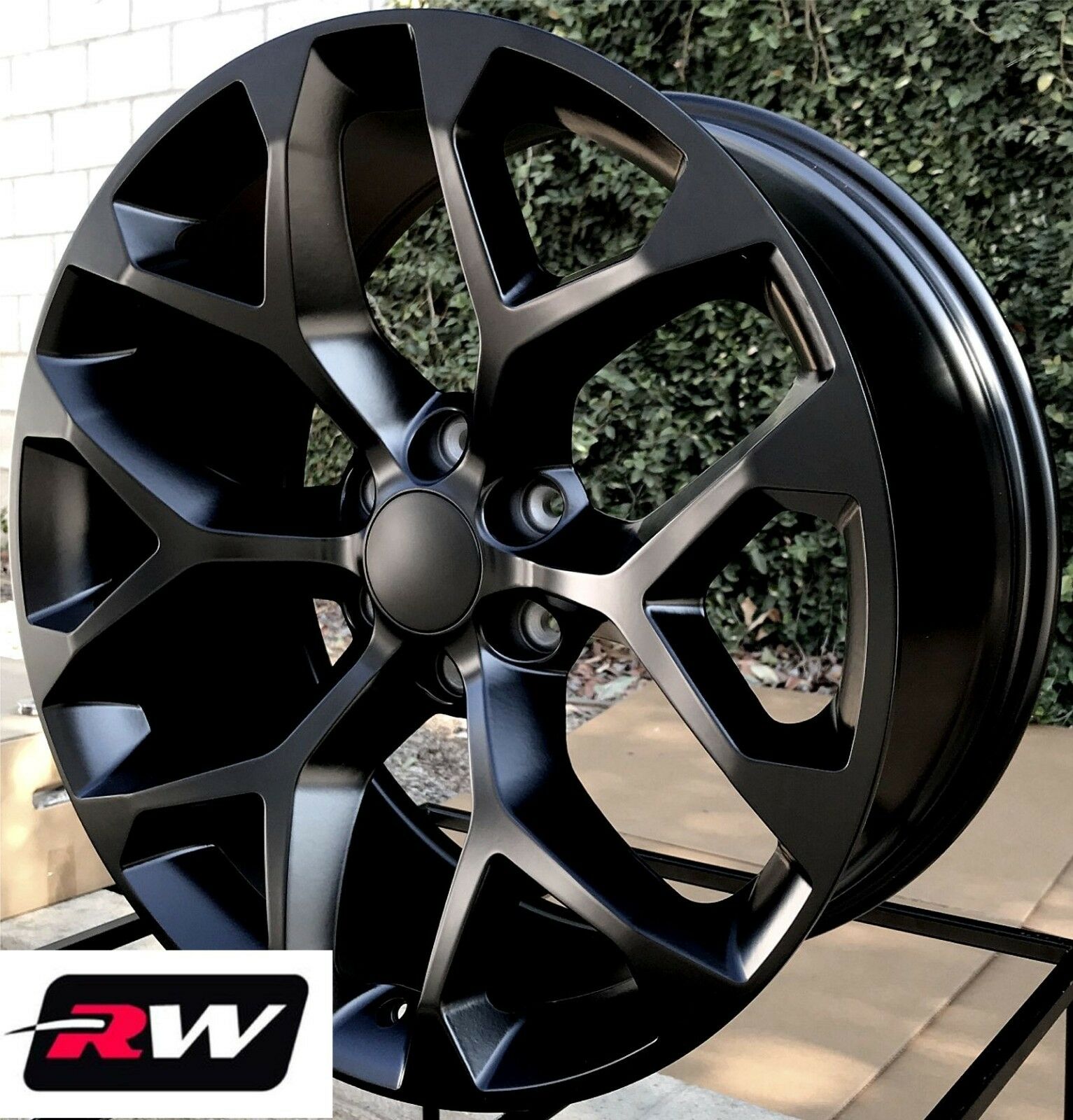 24 x10" inch RW 5668 Wheels for Chevy Truck Satin Black Rims 6x139.7