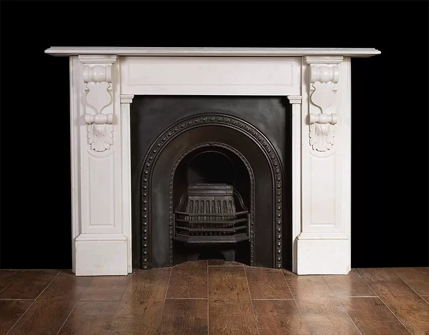 Original Victorian white statuary marble fireplace