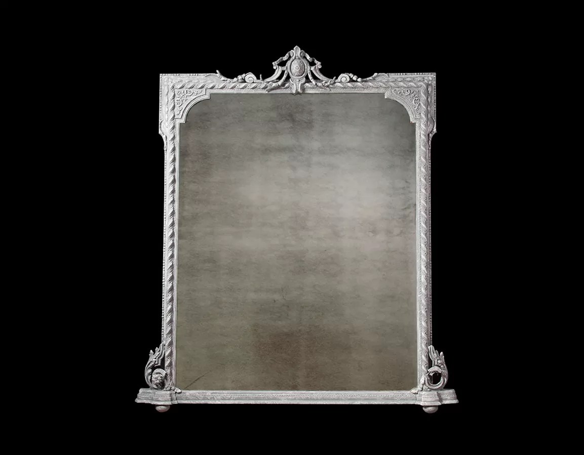 An attractive Victorian over mantle with a grey paint finish.