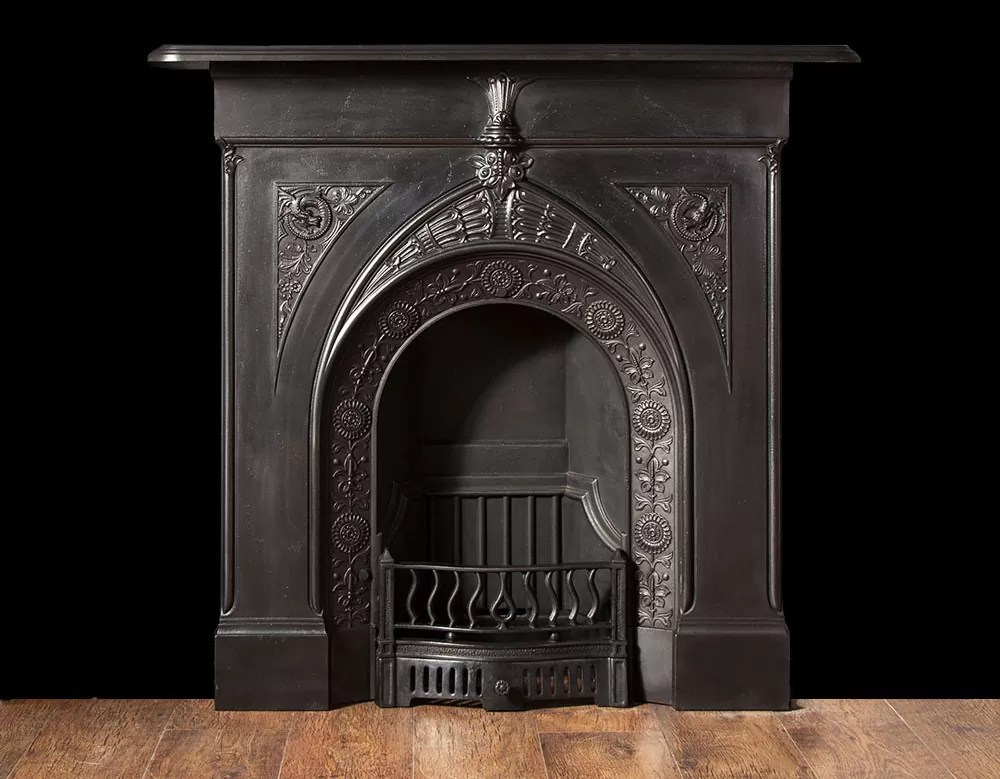 Victorian cast iron fireplace from the arts and crafts period.