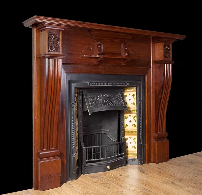 Edwardian Wooden Mantelpiece W085 19th Century, Antique Fireplaces