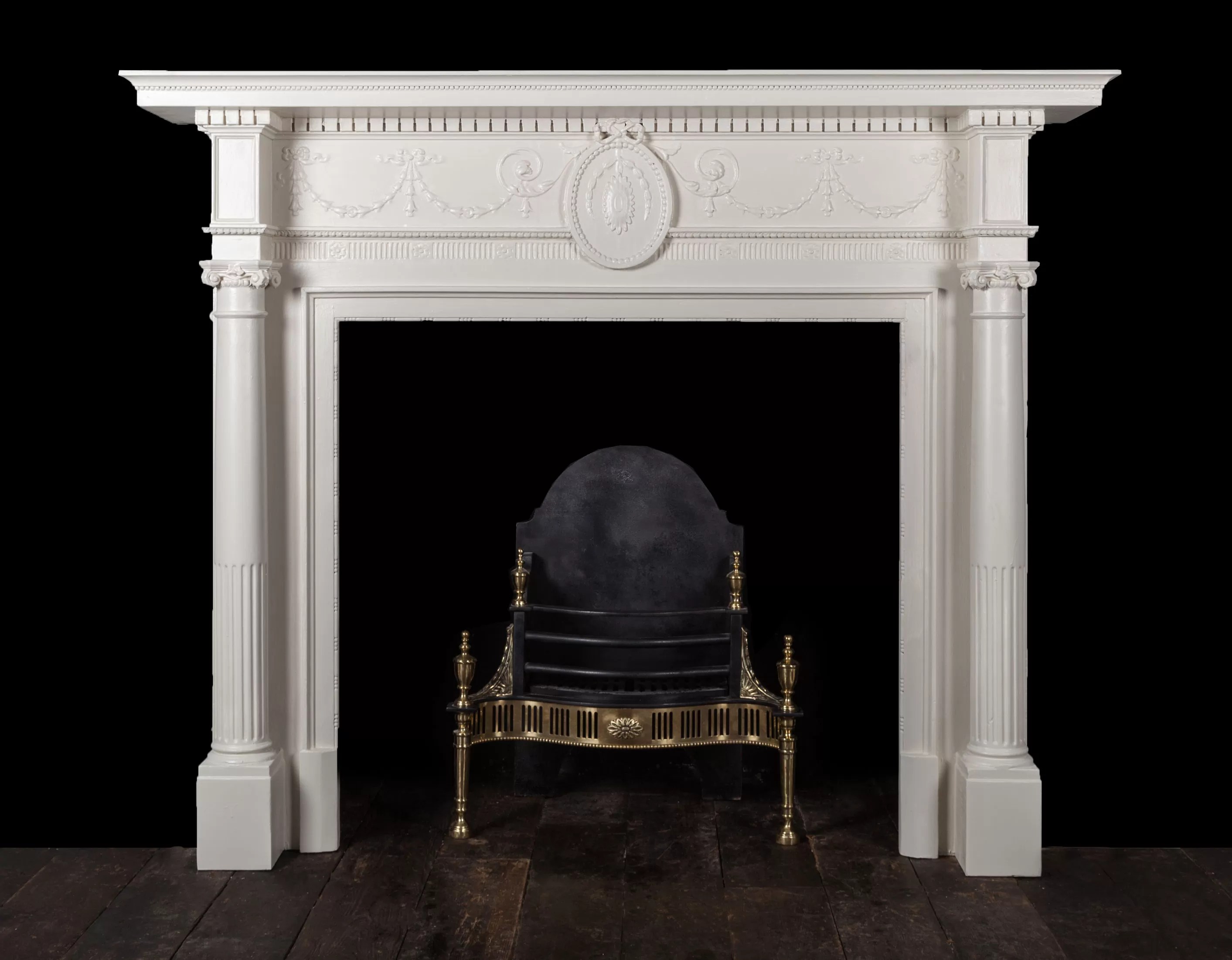 Painted Fireplace W107 19th Century, Antique Fireplaces,