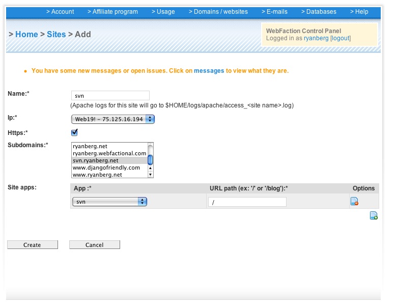 Hosting Subversion on Webfaction Blog Ryan Berg User Experience
