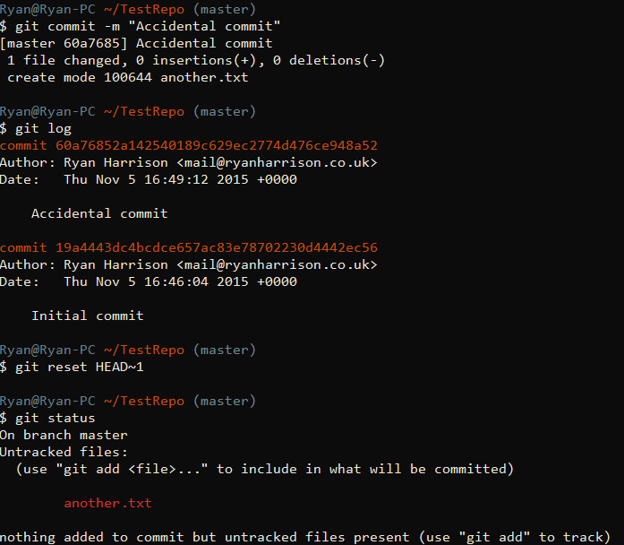 Git Undo Last Commit Ryan Harrison