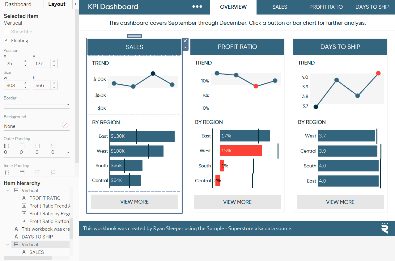 Using Tableau Layout Pane to Change Dashboard Object Dimensions Ryan