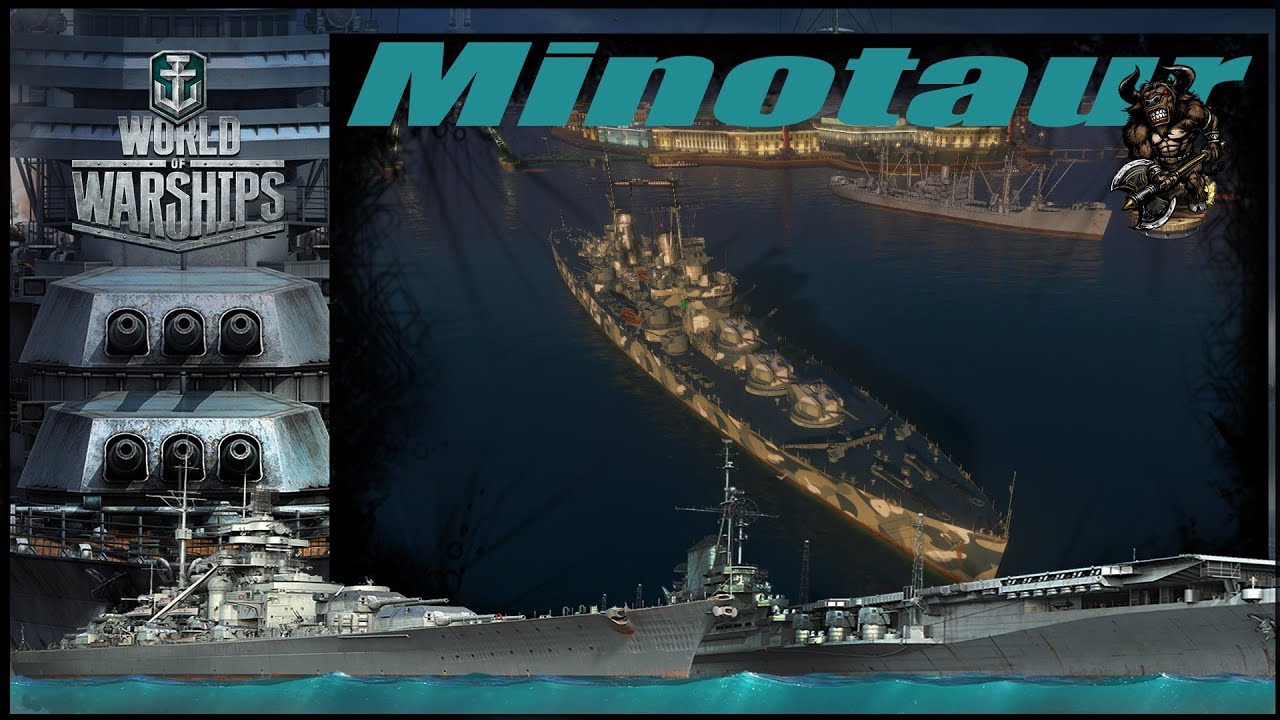 World of Warships Minotaur według Gromo rykoszet.info