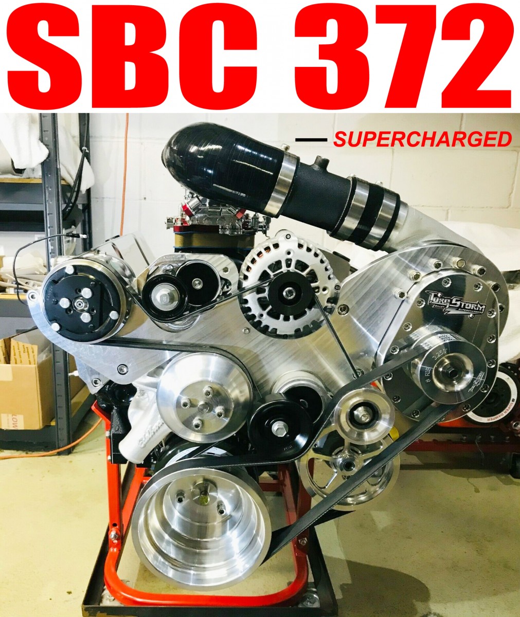 SUPERCHARGED SMALL BLOCK CHEVY 372 TORQSTORM PLUS KIT PUMP GAS ENGINE