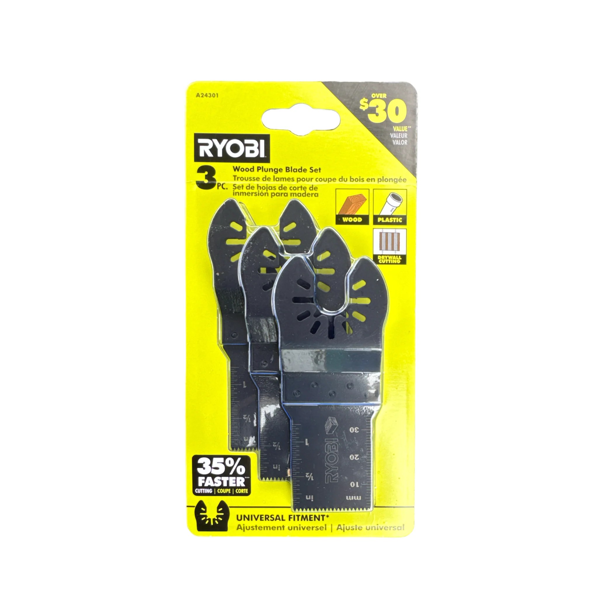 CLEARANCE 3Piece Wood Plunge Oscillating MultiTool Blade Set Ryobi