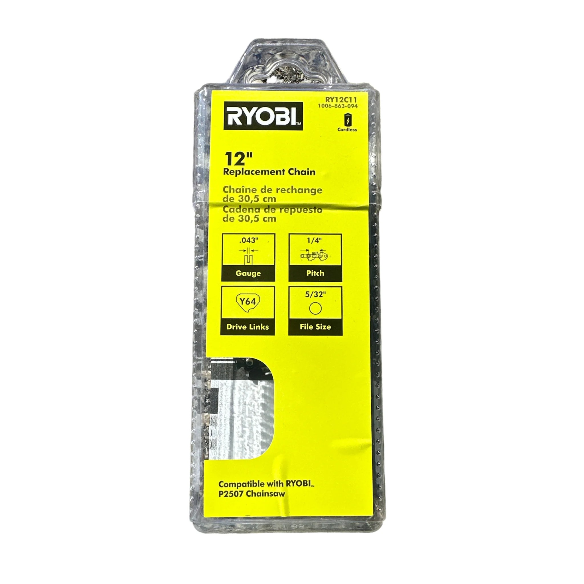 RYOBI 12 in. 0.043 Gauge Replacement Chainsaw Chain, 64 Links (Single Ryobi Deal Finders