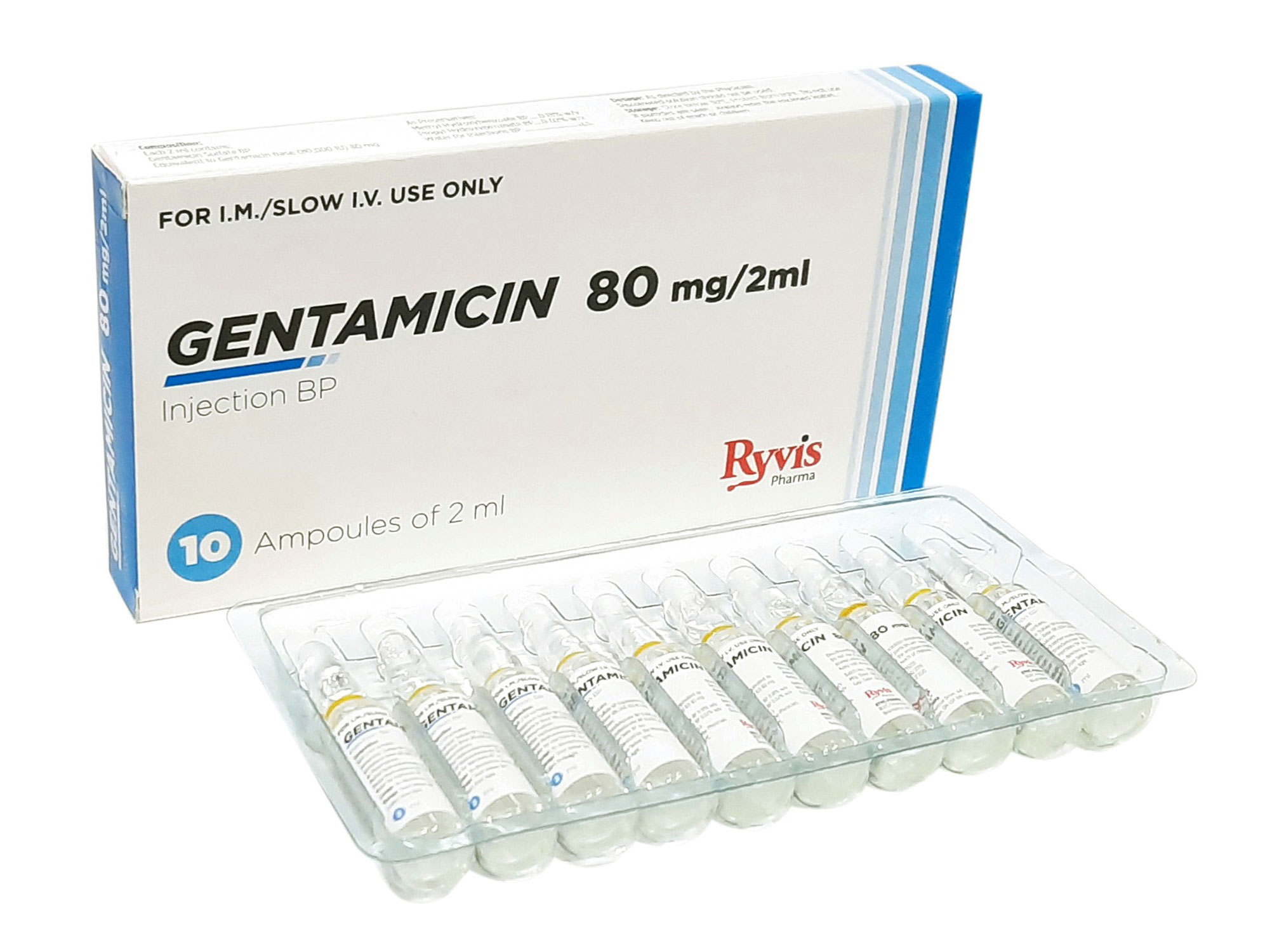 Gentamicin Injection USP 80 mg / 2 ml Ryvis Pharma