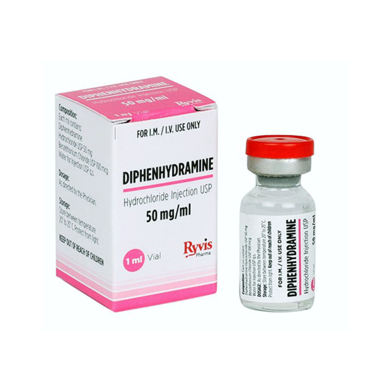 Diphenhydramine Hydrochloride Injection USP 50 mg / ml Ryvis Pharma