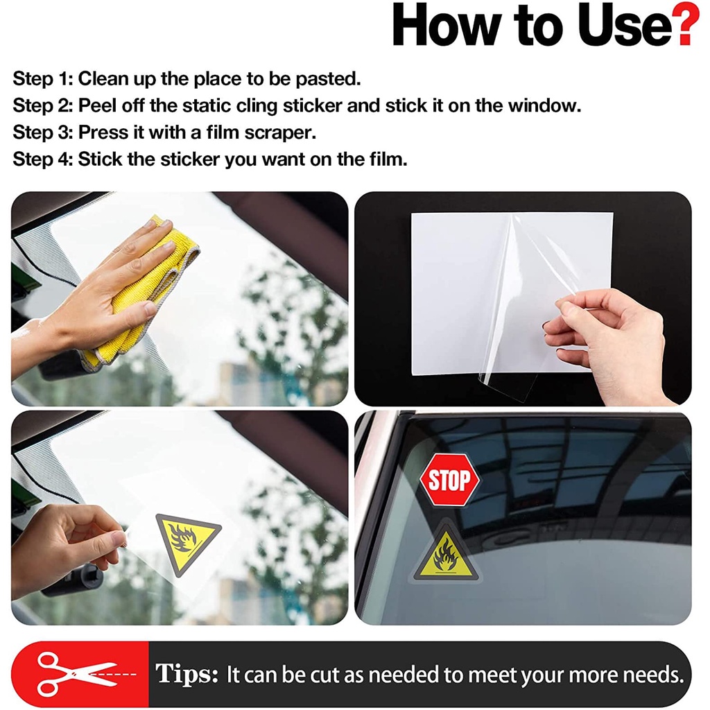 3pcs Car Electrostatic Sticker Transparent Car Static Cling Windshield