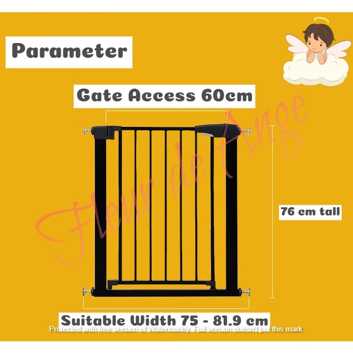Black Color Baby Safety Gate Pet Fence Divider Self Fix Barrier Door