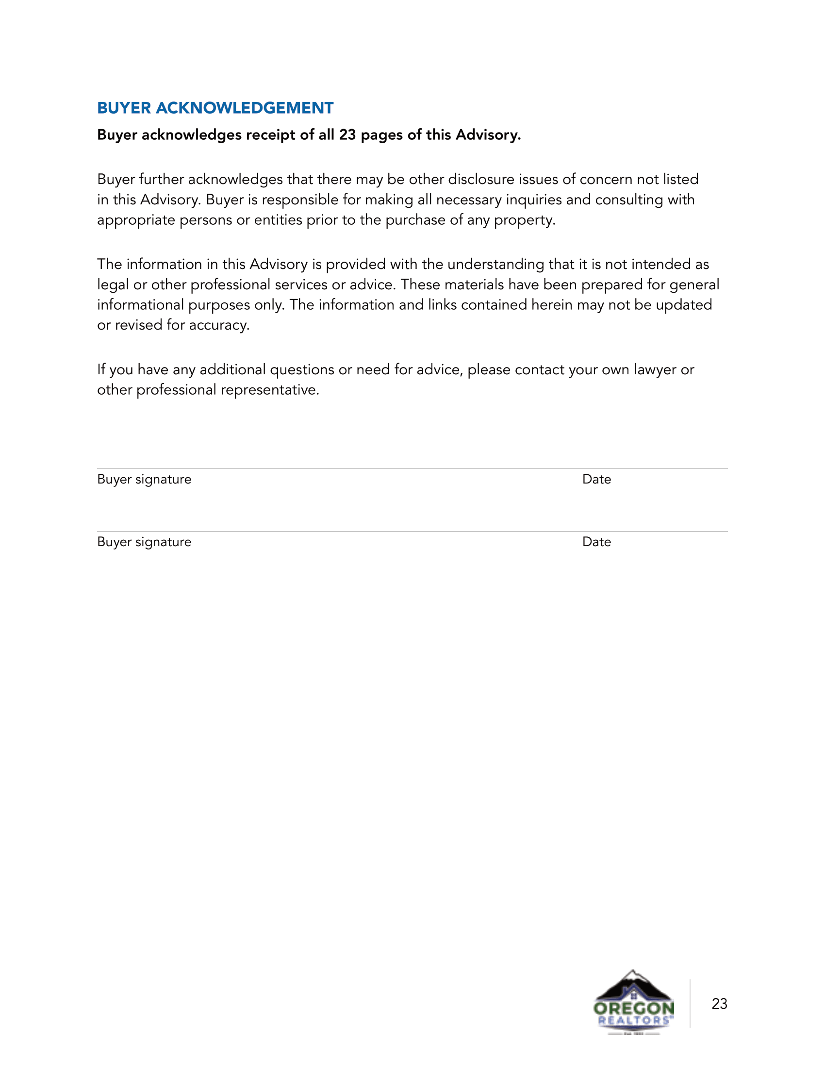 Oregon Property Buyer Advisory View Oregon Real Estate