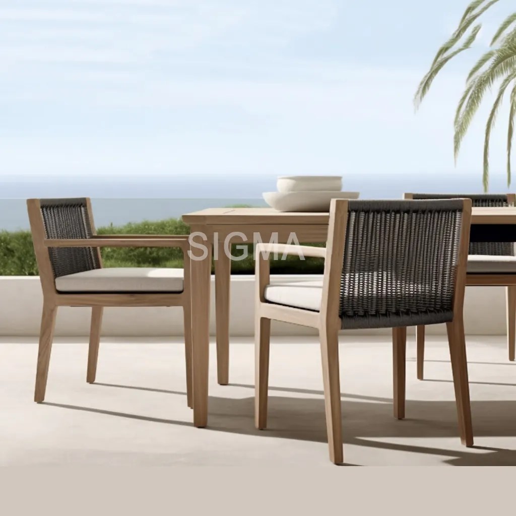 Modern Patio Outdoor Teak Table Waterproof Teak Outdoor Furniture Set