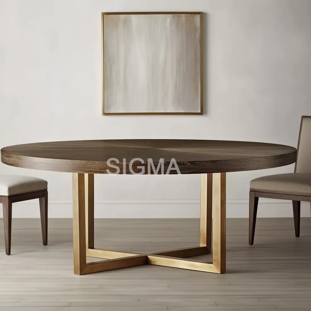 Modern Solid Wood Dining Table Round Oak Table Dining Room Furniture