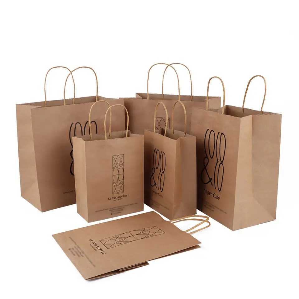 Factory sale custom print logo kraft clothing carry packaging paper bag