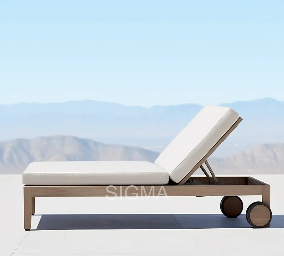 Luxury Outdoor Furniture Beach Lounge Set Wood Chaise Lounge Hotel