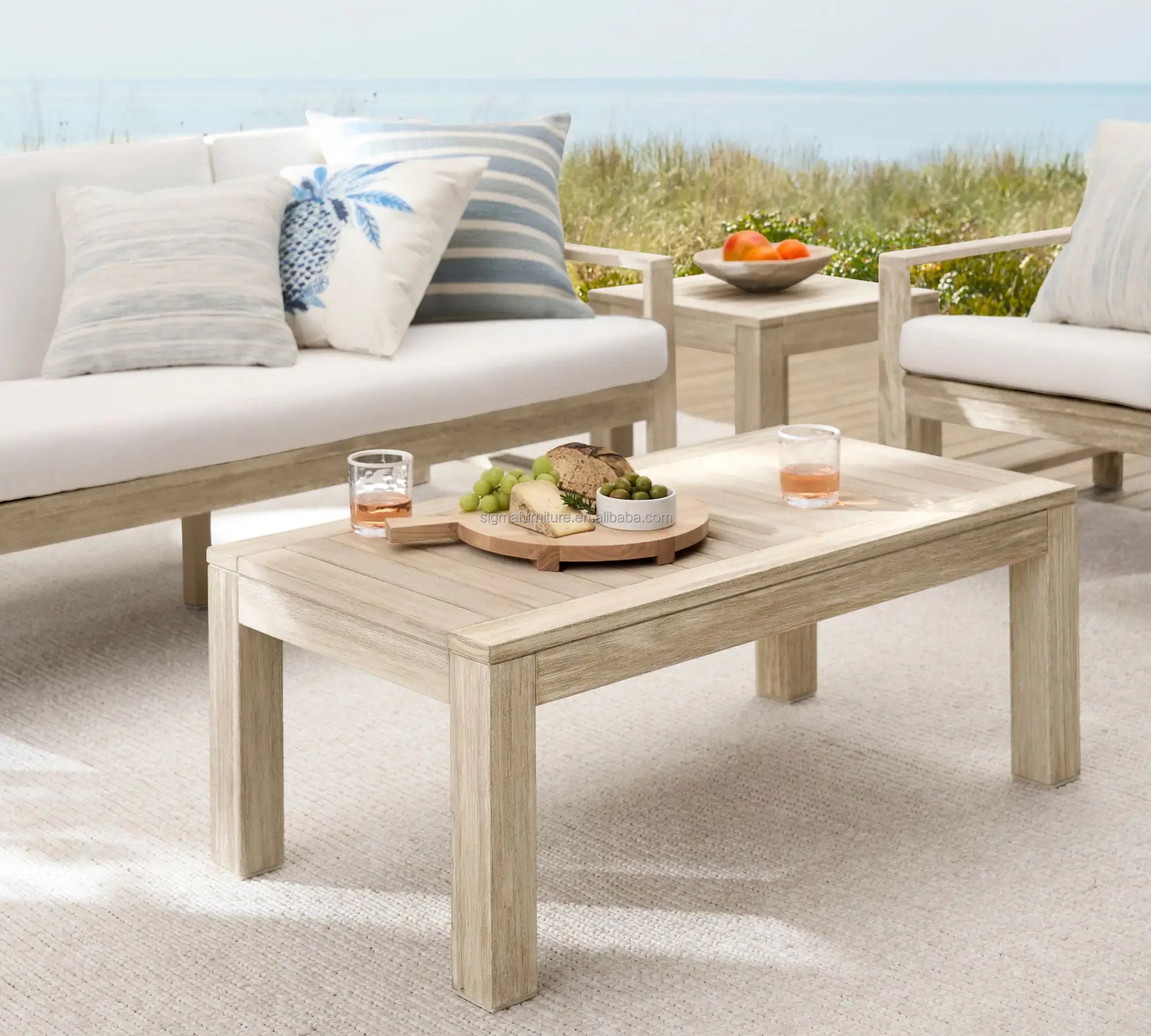 High quality garden solid teak wood rectangular coffee table outdoor