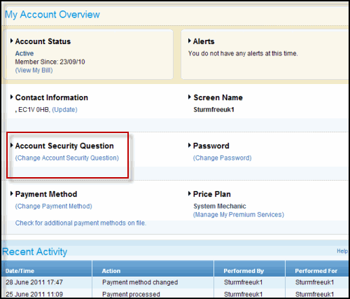 Change or reset my Account Security Question AOL Help