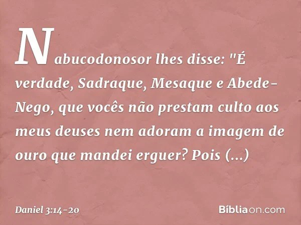 Daniel 3 14 20 Biblia