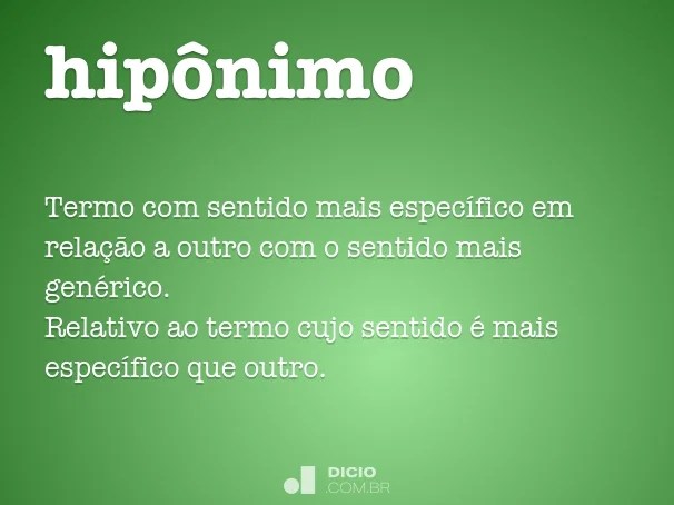 Hipônimo Dicio, Dicionário Online de Português