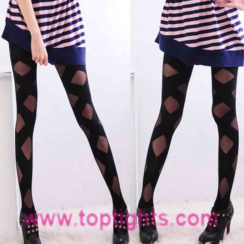 Bondage Sheer Opaque Starp Around Tights Celeb Fashion Lingerie Hosiery