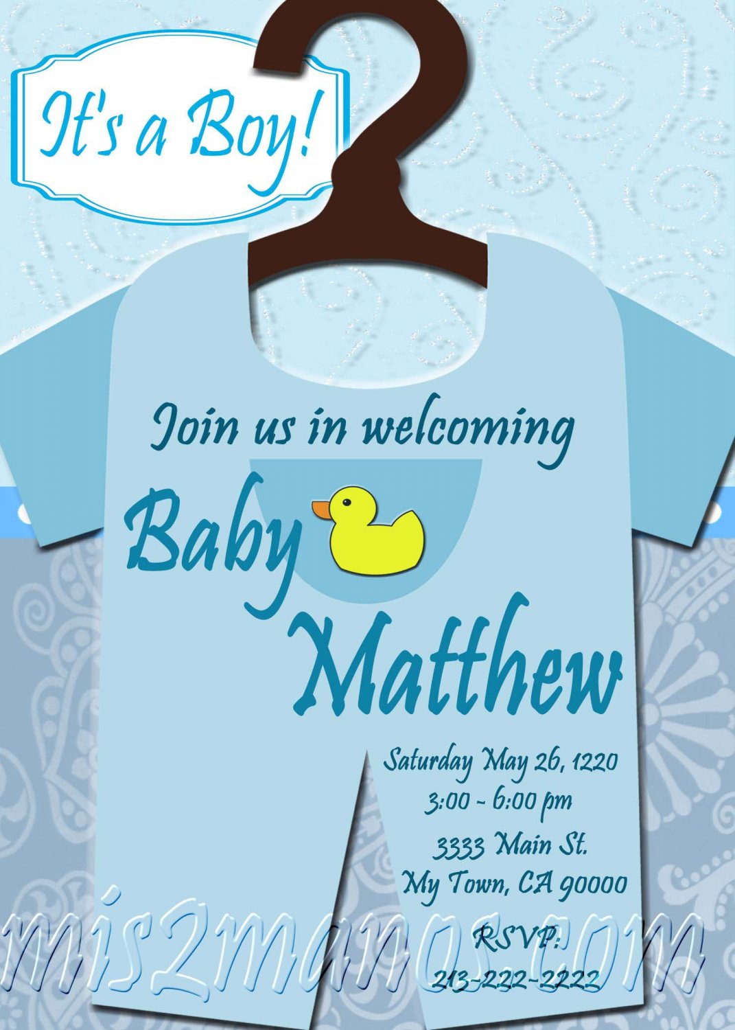 Baby Shower Onesie Invitations Printable Baby Boy custom order Party