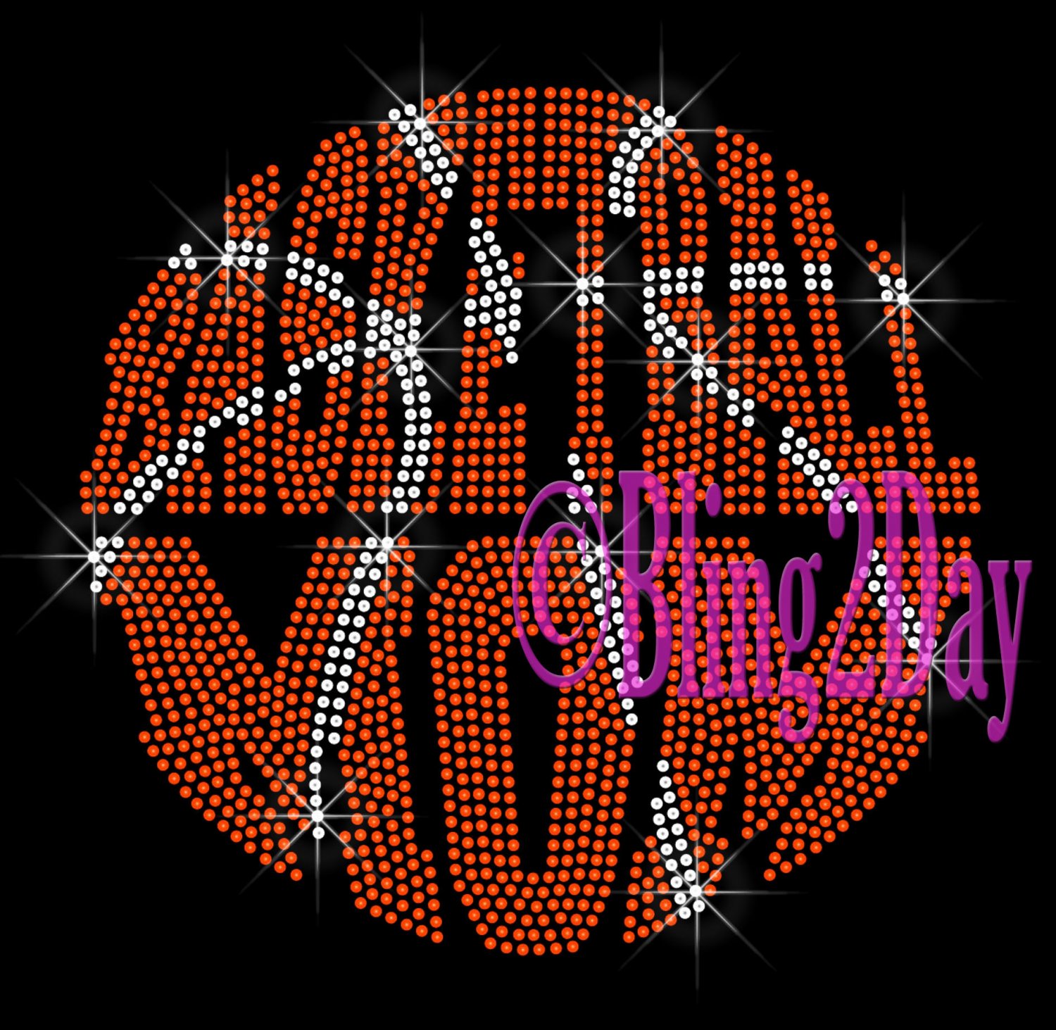 Basketball Mom Large Ball Shape Rhinestone Iron on Transfer Hot Fix