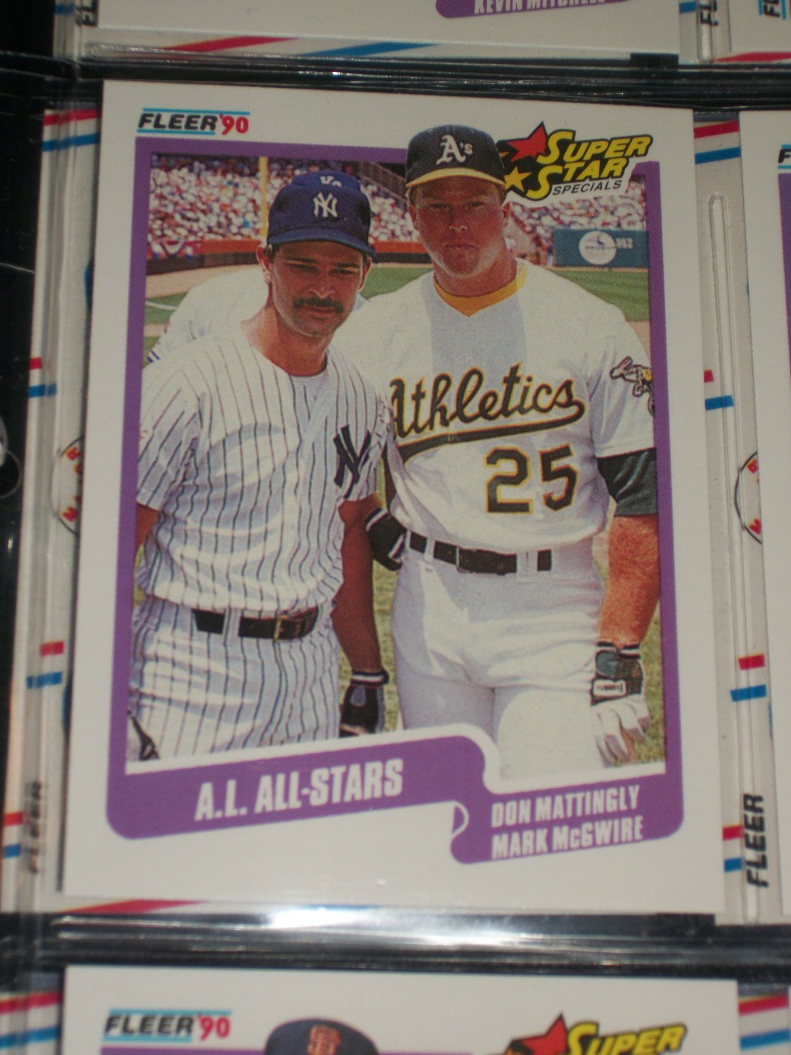 1990 Fleer Baseball Super Star Specials "A.L. AllStars" Mattingly+McGwire card