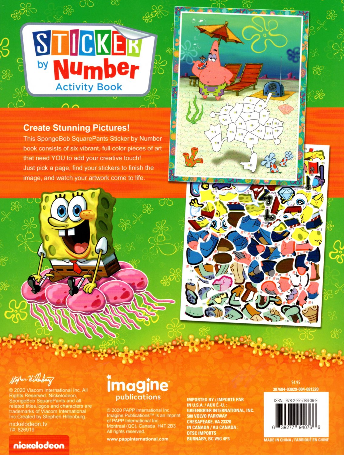 SpongeBob Squarepants Sticker by Number Activity Book Over 140 Stickers v2