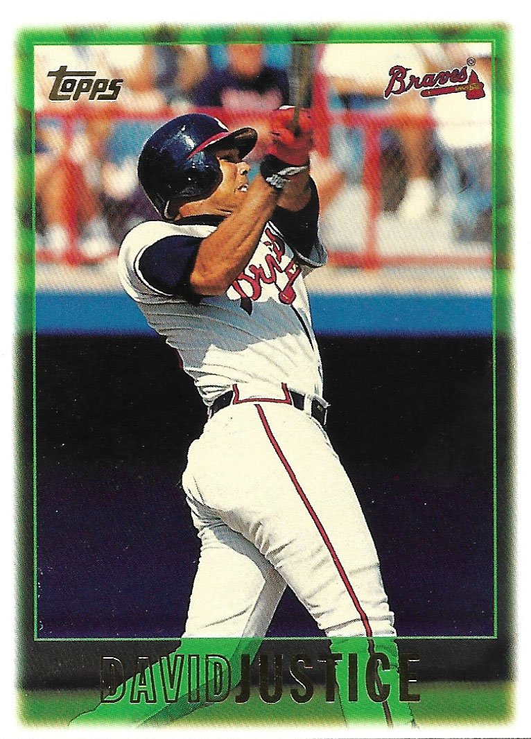 David Justice 1997 Topps 244 Atlanta Braves Baseball Card