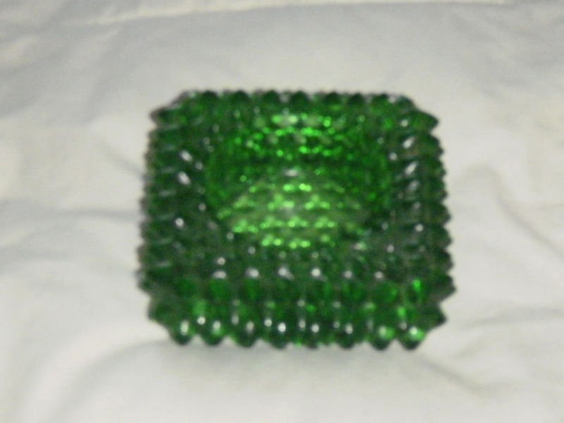 Vintage Hobnail Green Glass Ashtray