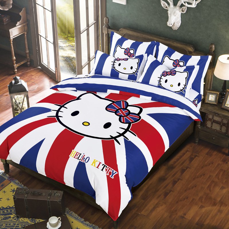 Full Size Hello Kitty 4 Bedding Set Duvet Cover Pillow Case Bedsheet