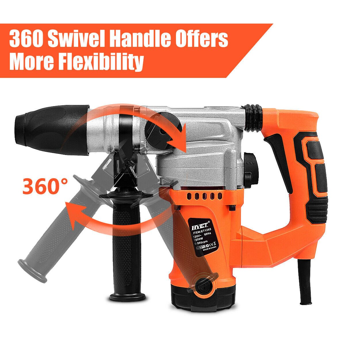 1000W Electric Rotary Hammer Drill with Chisel Kit