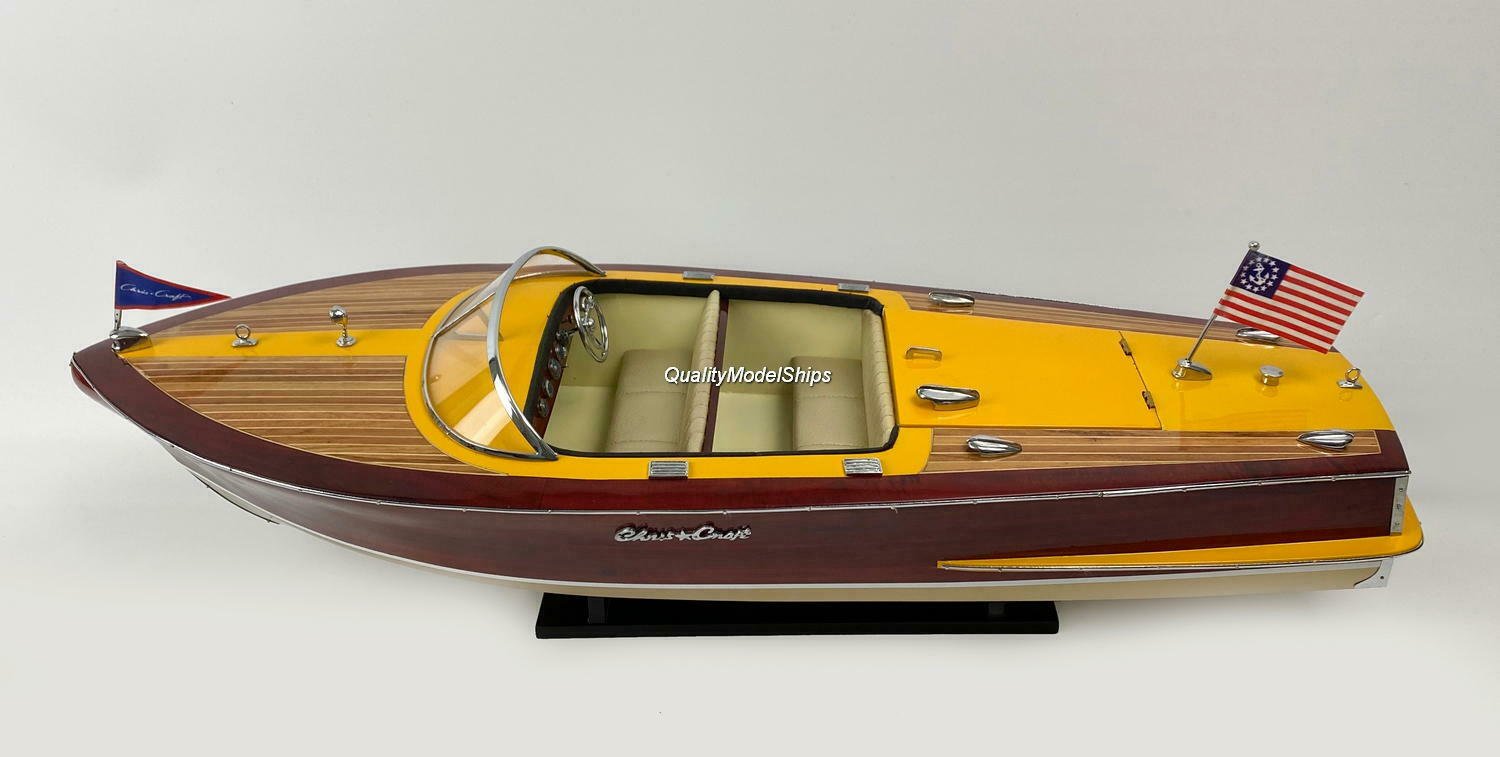Chris Craft Capri Handcrafted Wooden Model Boat Ready To Display