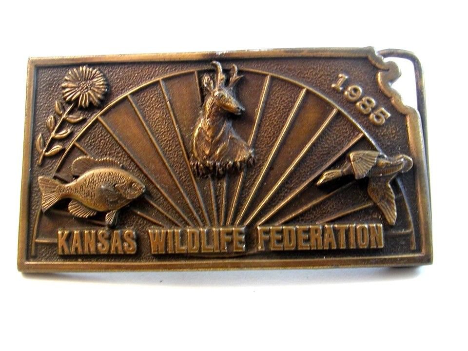 Vintage 1985 Kansas Wildlife Federation Belt Buckle 613/1000
