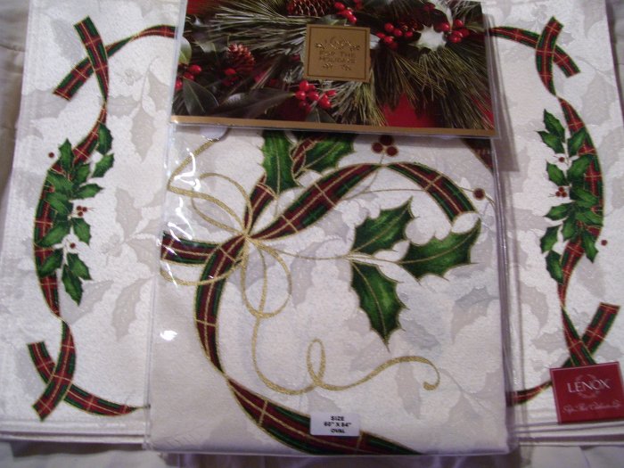 Lenox Nouveau Oval Tablecloth 60x84 and 6 Placemats New