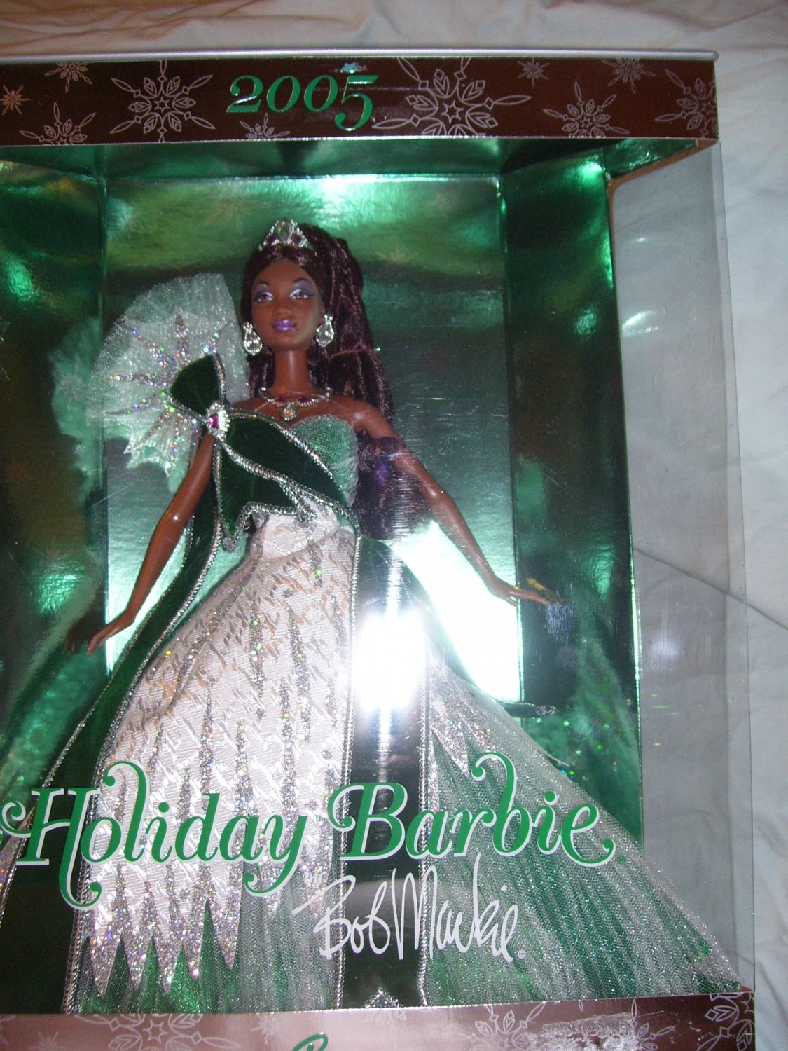 2005 Holiday Bob Markie African American Barbie Rare Green Silver Dress