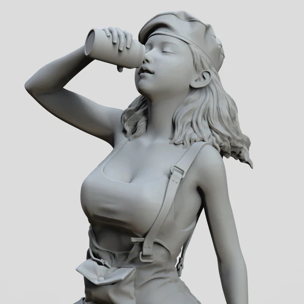 1/32 1/24 Resin Model Kit Modern Asian Beautiful Girl Mechanic