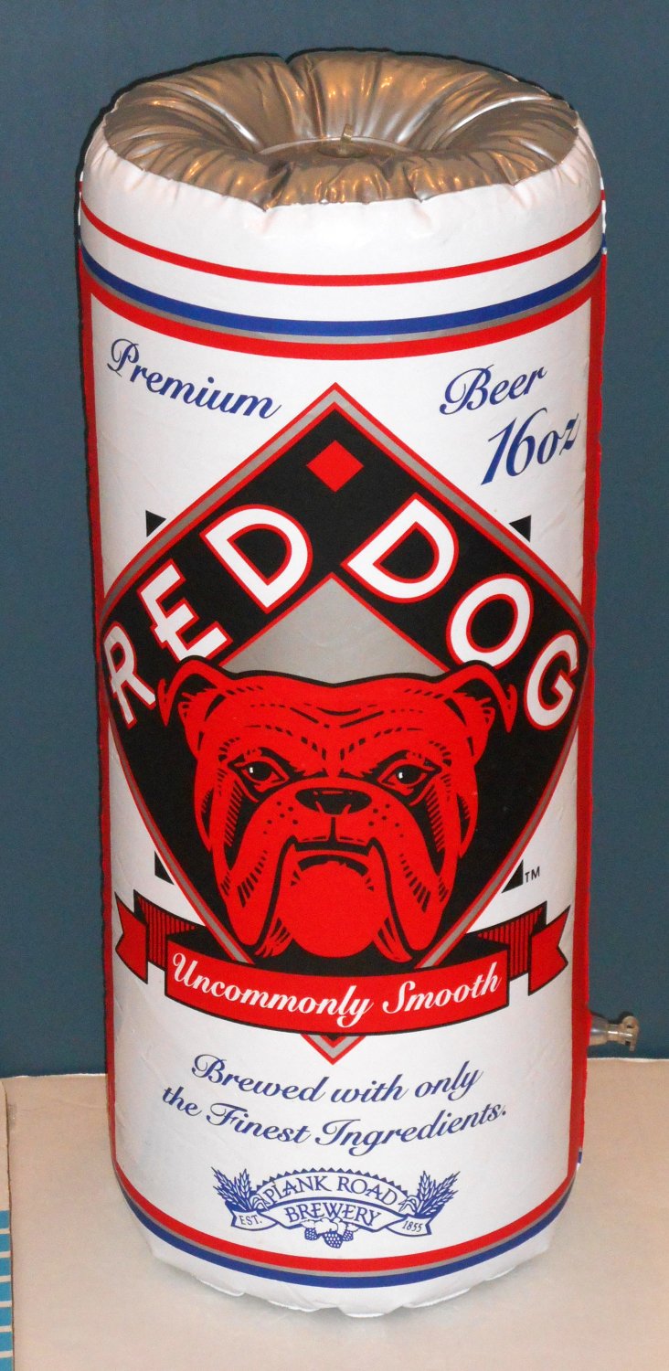 SOLD OUT Red Dog Premium Beer Inflatable Vinyl Can BlowUp 25" Tall 10